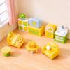 Miniature Dollhouse Furniture Mini Resin Bed Sofa Cabinet Table Accessories Lemon Style Tiny Pretend Play Props for Fairy Garden Doll House Ornaments