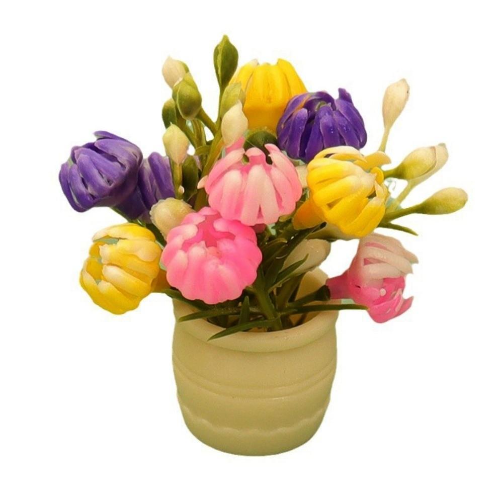 3pcs Plastic Green Luo Plant 1:12 Finished Flower Vase Potted Plant Doll House Accessories