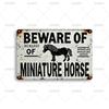 Vintage Warning Poster Metal Tin Sign Beware Of Miniature Horse Retro Metal Signs for Garden Farm Fence Home Wall Decor Plaque