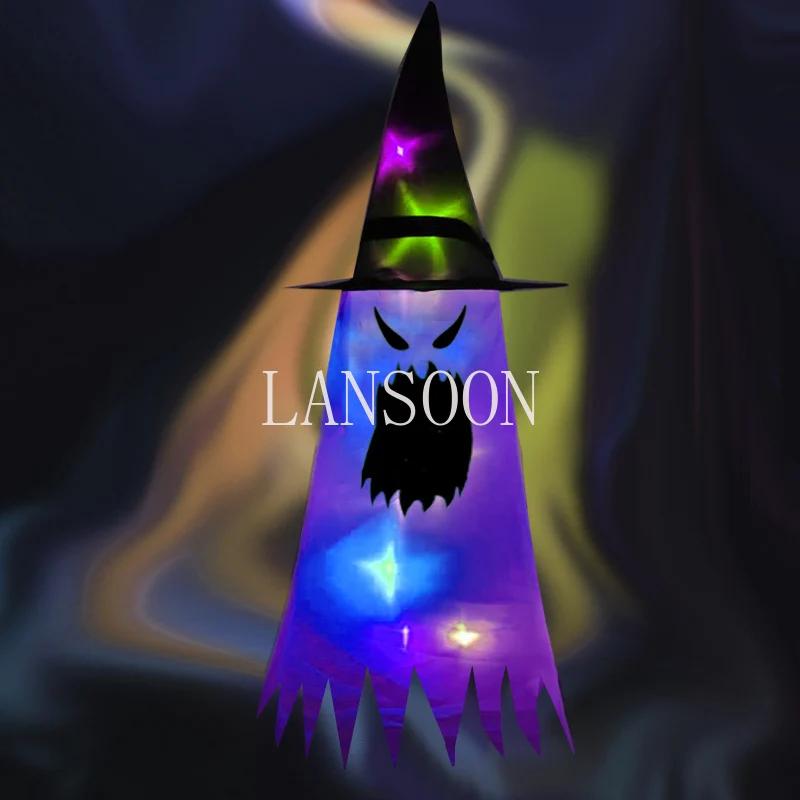 Decorazione di Halloween Cappello Luminoso Fantasma Cappello LED Decorazioni per Feste in Giardino Oggetti di Scena Cappello da Strega Carino e Luminoso Ciondolo di Halloween