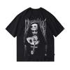 Dark Gothic Rock T-shirt met korte mouwen Horror Patroon Print Korte Mouw Niche Donker Retro High Street Losse Top voor Mannen en Vrouwen