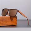 New Men Square Sunglasses Wood Grain Spring Hinges UV400 Protection Unisex Outdoor Driving Eyewear Gafas De Sol
