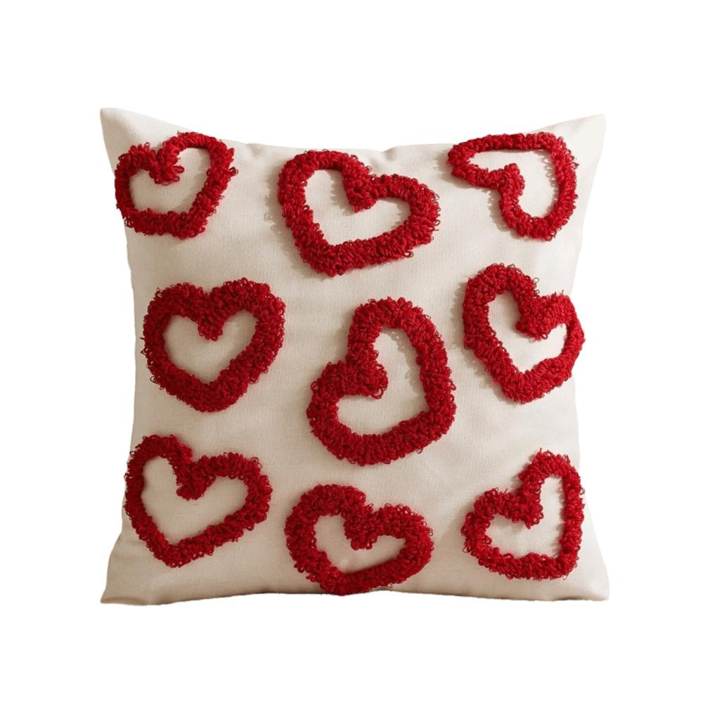 Romantic Valentine Heart Pattern Pillowcase Embroidery Velvet Throw Pillow Cover Brightly Colored Minimalist Pillow Towel