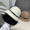 Hat Female Autumn and Winter Retro Wool Woolen Basin Hat Bucket Hat Simple Belt Decorative Top Hat Versatile