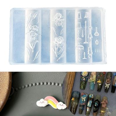 תבנית חותמת ציפורניים מסיליקון אפוקסי קריסטל תבנית גילוף קישוטי ציפורניים אלגנטיים תבניות כלי ליצירת תכשיטים מסיליקון