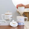 Jade Tea Mug with Lid and Filter Office Personal Cup for Tea Lovers