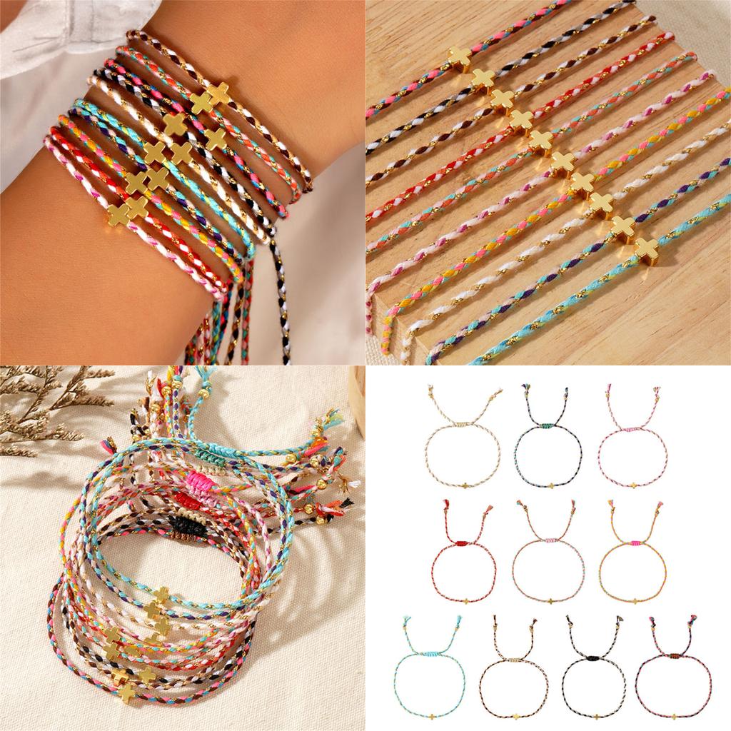 Multifunctioneel Bohemien Retro Stijlen Katoenen Touw Kruisen Armband Verstelbaar Meerlaagse Ontwerpen voor Mannen en Vrouwen