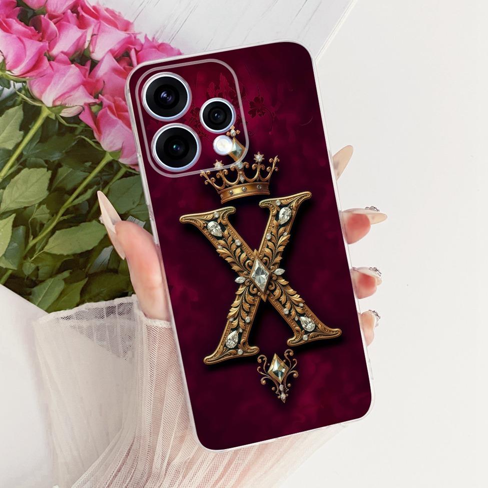 Clear Case For Oppo Reno15 5G Cover Luxury A-Z Letters Fashion Boys Girls Cool Crown Soft Casing For Oppo Reno15 CPH2825