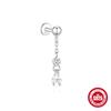 S925 Women's Sterling Silver Simple Temperament Small Zircon Flat Bottom Piercing Stud Earrings Temperament Earrings Pendant Earbone Stud