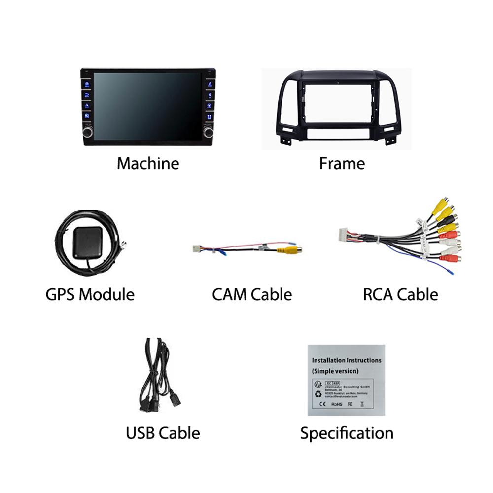Car Radio Multimedia Player For Hyundai Santa Fe 2006-2012 With Button Knob Android 2 Din Carplay Stereo GPS Head Unit 2+32GB