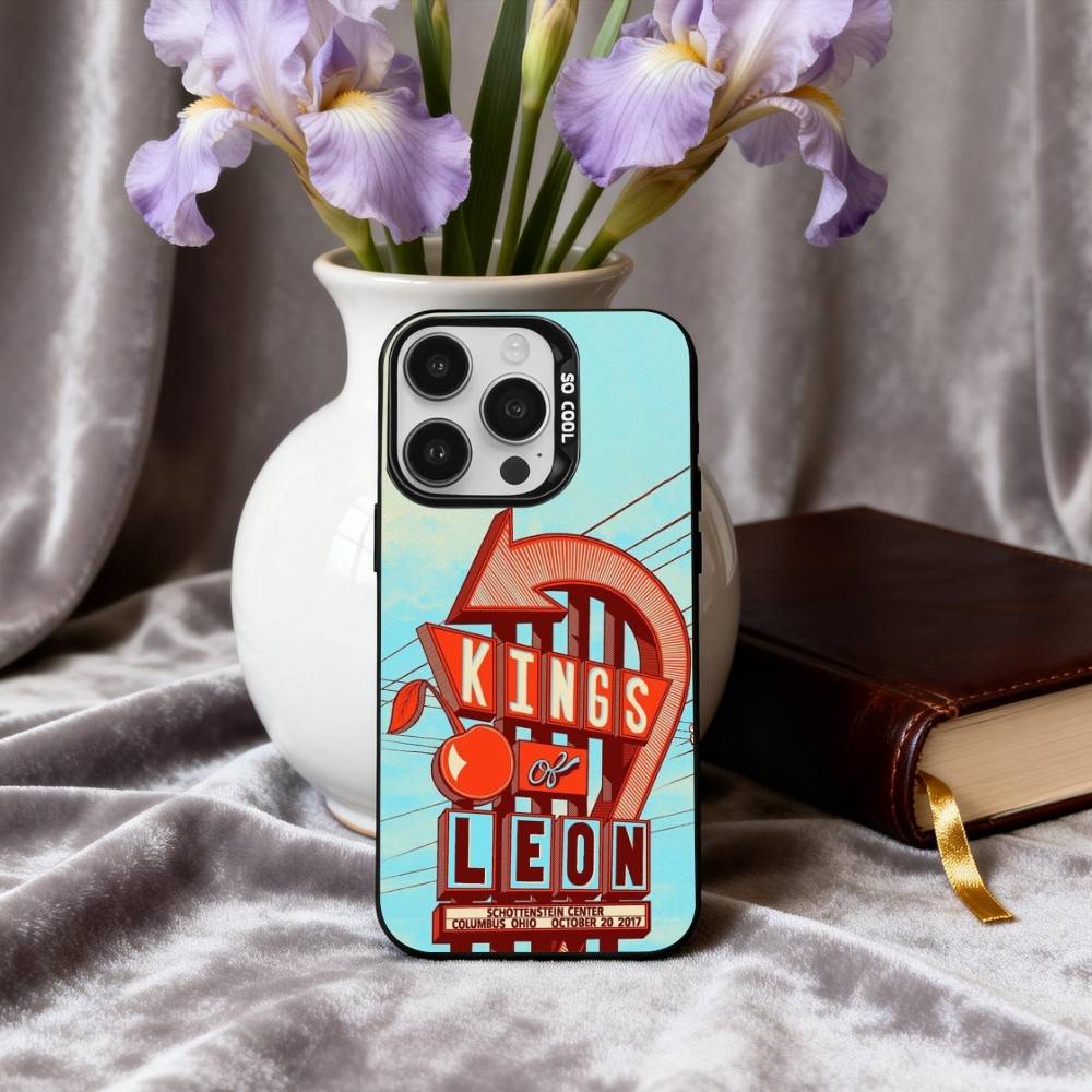 Electrifying K-Kings of Leon Band Phone Case For iPhone17,16,15,14,13,12,11 Plus,Pro Max Black Candy Silver Phone Case