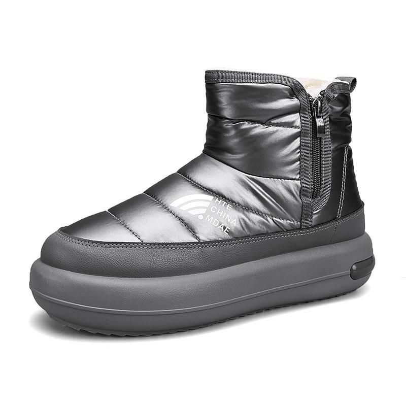Fashion Men Boots Waterproof Winter Boots Snow Warm Fur Men Shoes Ankle Boots Slip On Casual Non-slip Comfortable Hiking Shoes Black