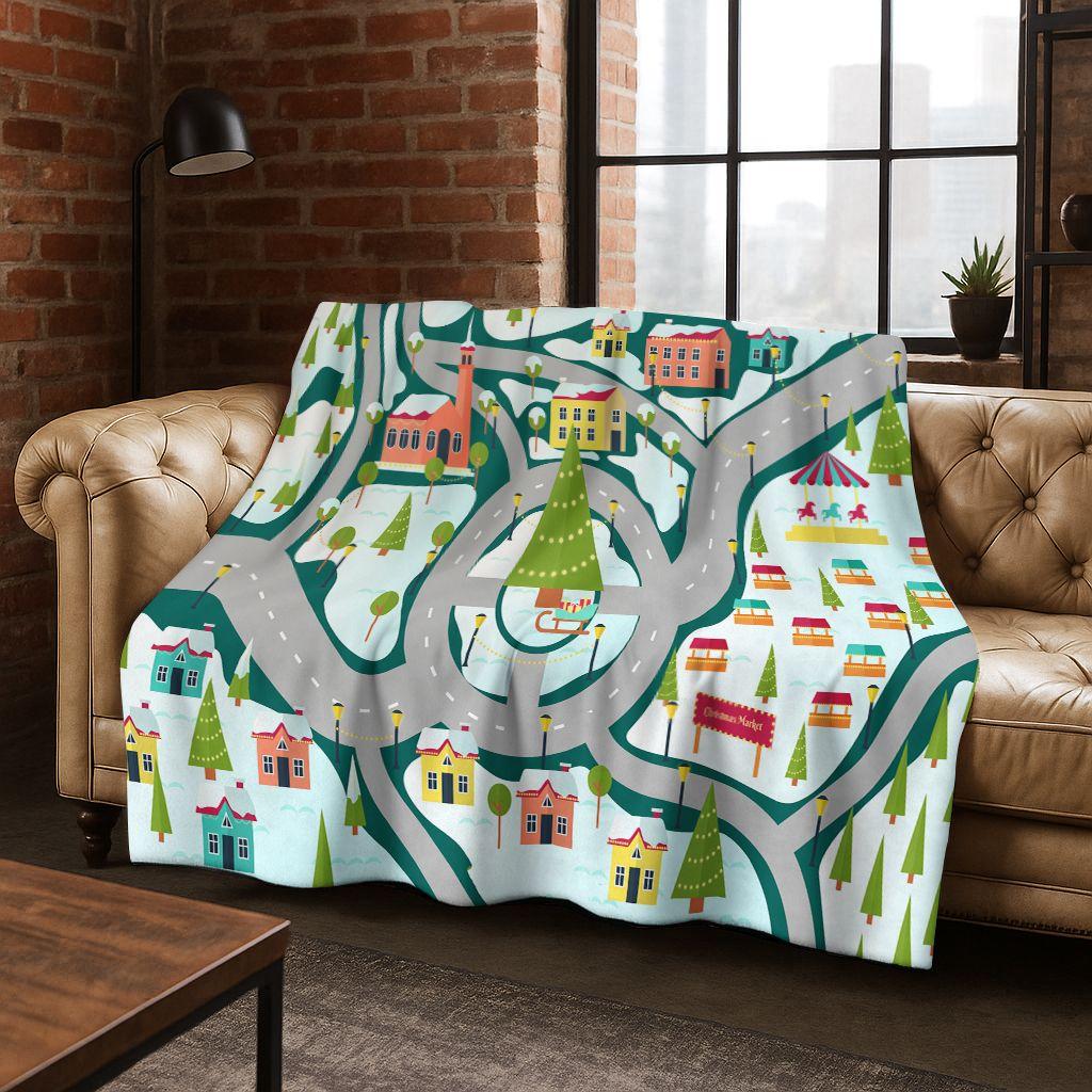 Child Urban City Road Traffic Learning Game Flannel Blanket,Cozy Soft Throw Blanket for Home Bedroom Bed Sofa Cover Gift Kids