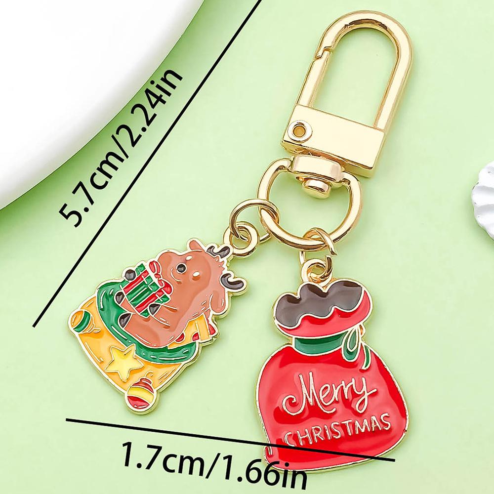 Exquisite Christmas Keychain: Santa, Reindeer, Gift Box, and Bell Ornaments Pendant