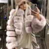 Winter Fashion Leisure Women Fluffy Fur Collar High Quality Luxury Faux Fox Fur Jacket ThickWarm Coat Short Fur Zipper Outwear