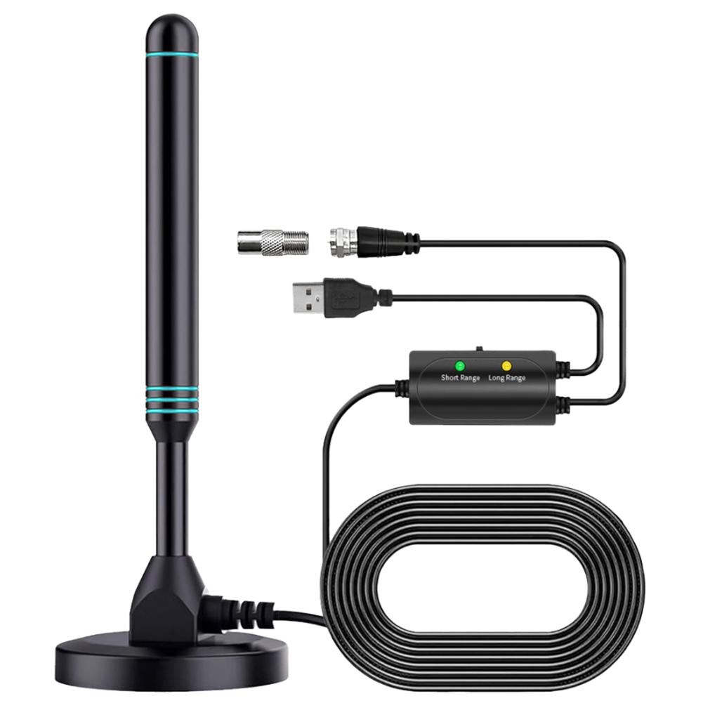 4K/1080P Digital HD Aerial with Signal Amplifier 480+ Miles Amplified Digital Antenna Magnetic Base VHF UHF for DVB-T2 TV HDTV