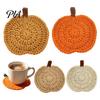 Crochet Pumpkin Cushion Handmade Coasters, Soft Polyester Coffee Mats, Unique Home Accents Autumn Themed Farmhouse Dining Accessories for Kitchen