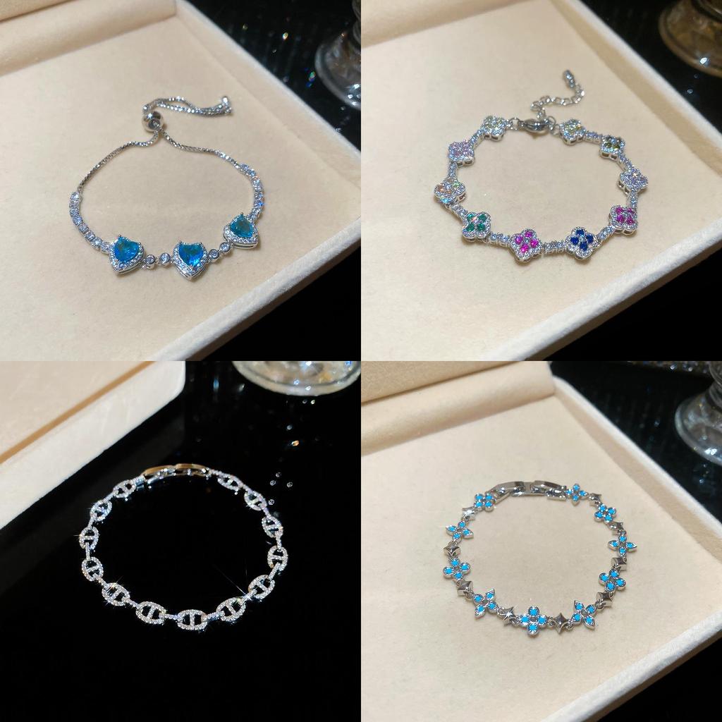 Bracciale a Manica Floreale in Argento Zirconato alla Moda per Donne Accessorio da Ufficio
