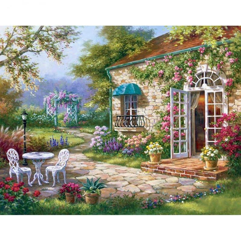 Landscape House DIY 5D Diamond Painting Full Round Drill Mosaic Rhinestone Scenery Diamond Embroidery Cross Stitch Home Decor