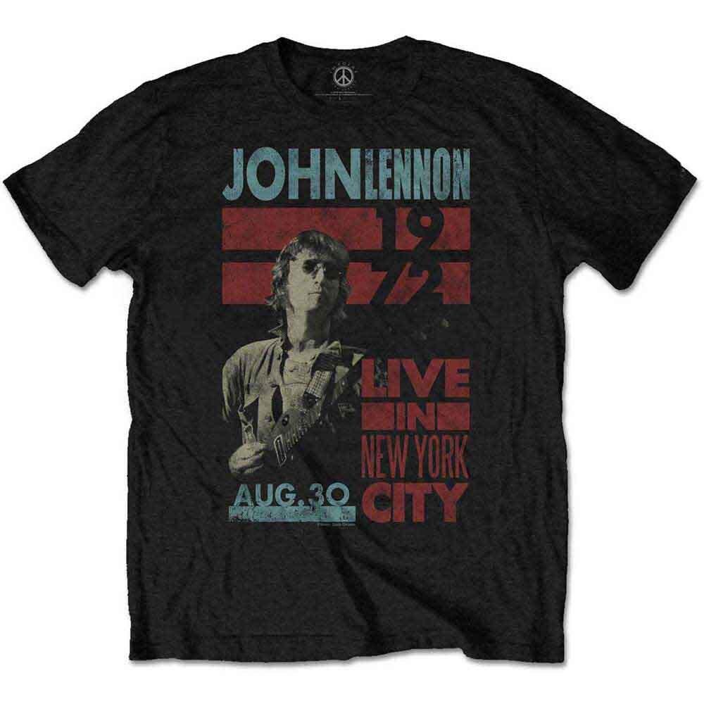 John Lennon Men's Live in NYC T-Shirt, Black (Black Black), XX (Size:XX-Large)