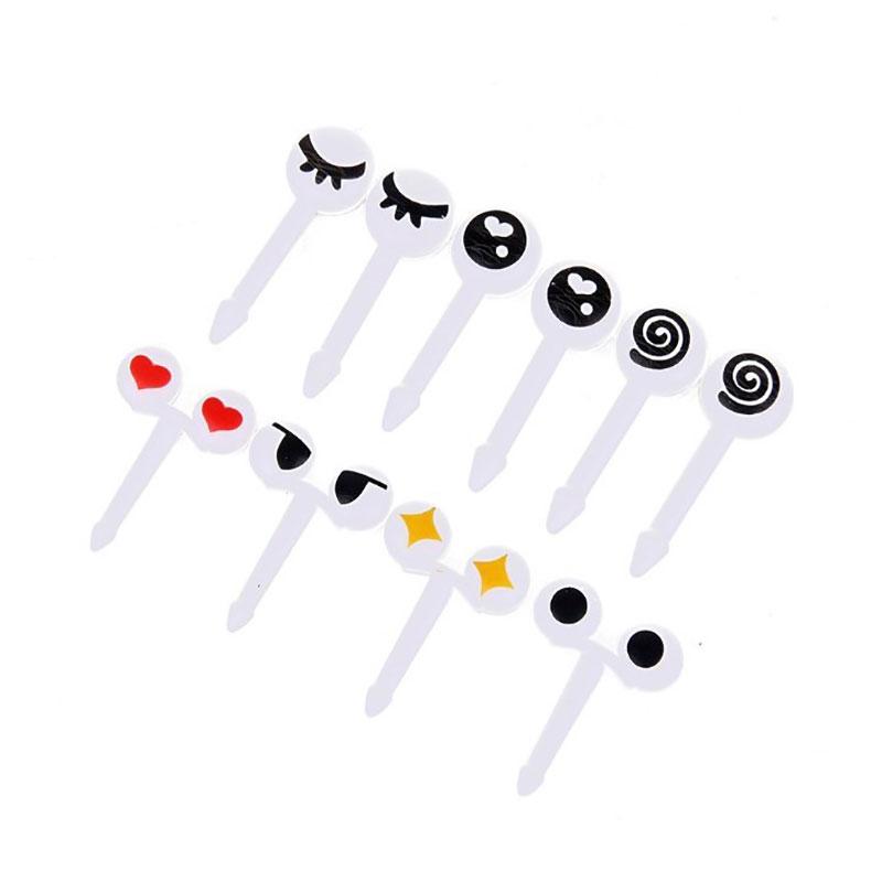 10Pcs/Set Mini Skewers Cute Cartoon Eyes Kawaii Lunch Bento Box Food Fruit Fork