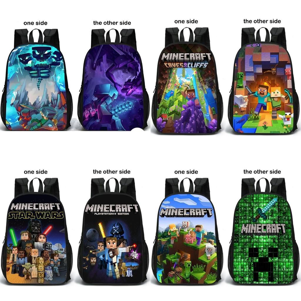 Minecraft Doppelseitiger Rucksack für Kinder Leicht und Atmungsaktiv Schultasche