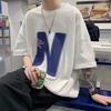 2024 Summer Short Sleeved T-Shirt For Men'S Trendy Five Inch Sleeve Versatile Casual Loose Student Half Sleeved T-Shirt Daily Fashion Printed Top