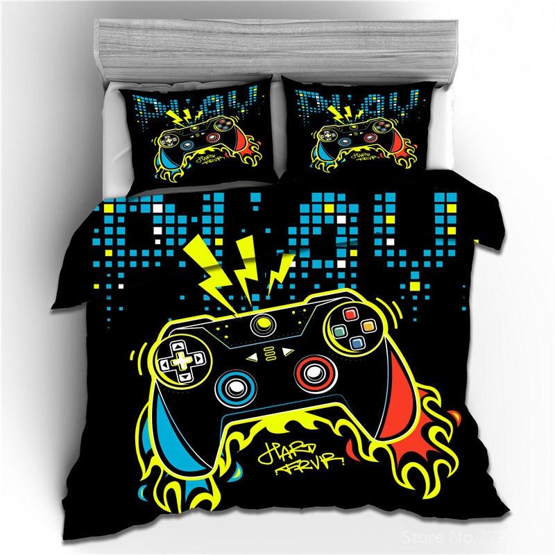 Mode Zwart Familie Spel Gamepad 3d Beddengoed Set Volwassenen Kinderen Cadeaus Kussensloop Dekbedovertrek Sets Slaapkamer Decor King Beddengoed Sets