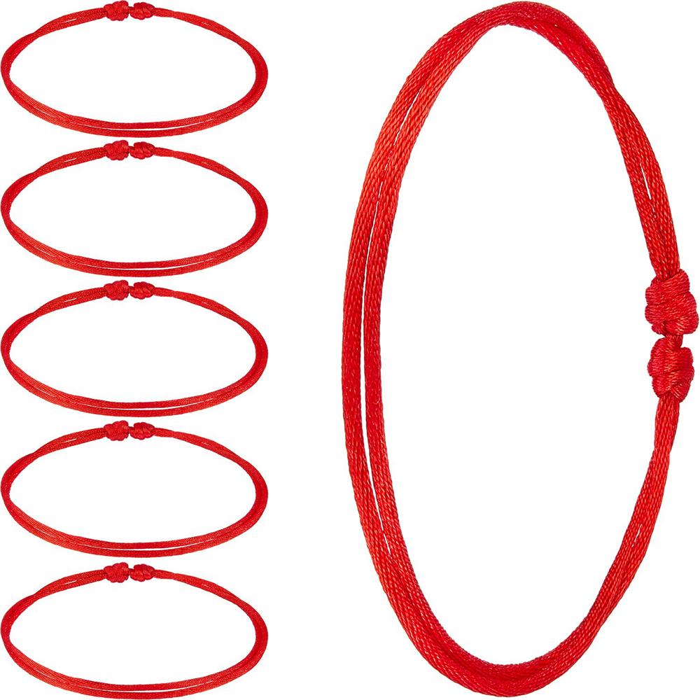 Braccialetto Filo Rosso per Donne Uomini Regolabile Nodo Fatto a Mano Braccialetti Corda Rossa Amuleto per Protezione e Fortuna Charme Gioielli