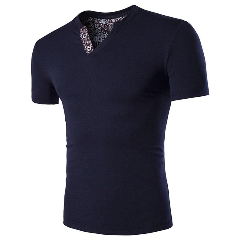 Hochwertiges Herren-T-Shirt Slim Fit Floral V-Ausschnitt Lässiges T-Shirt für den Alltag