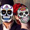 6 STÜCK Halloween Totenkopfmasken Mexikanischer Tag der Toten Buntes Papiermasken-Set für Party Maskerade DIY-Dekor Kostümzubehör