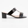 Women's Black Patent Leather Mules with Transparent Cutouts