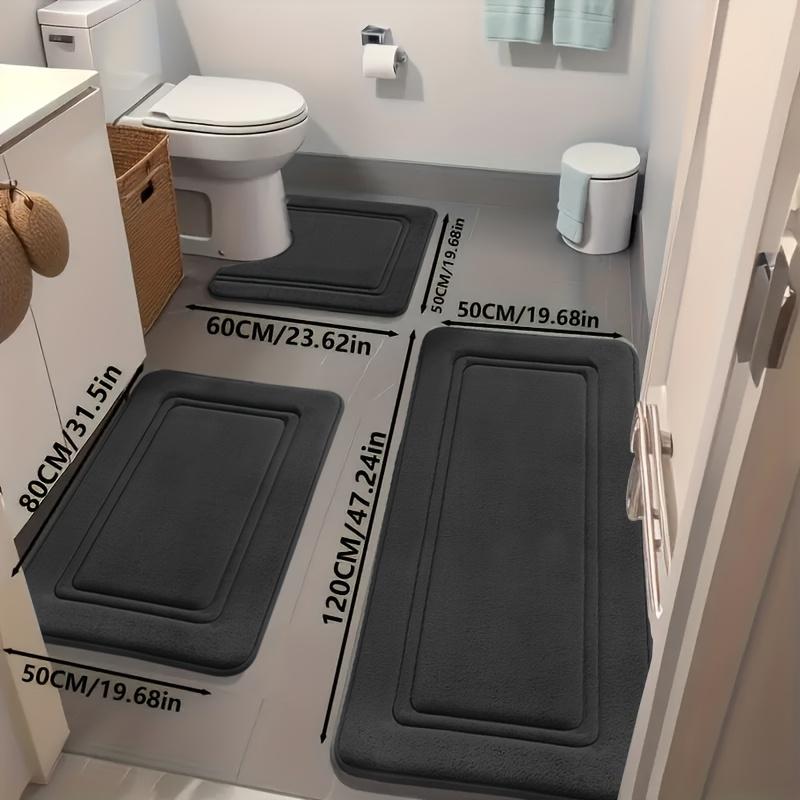 3pcs Ultra Absorbent Bath Mats, Non-Slip Bathroom Floor Mats, Ultra Soft and Comfortable Premium Bath Blankets,Home Decor Floor Mats