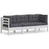 Vidaxl 3-Seater Garden Sofa with Anthracite Cushions, Pine