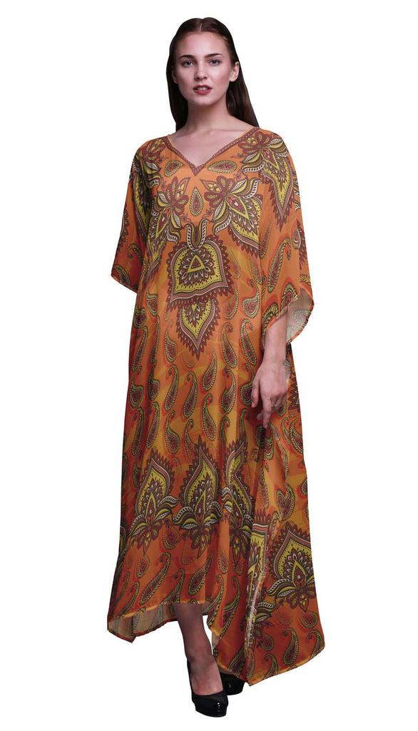 Phagun Floral & Paisley Ladies Plus Size Kaftan Summer Wear Beach Coverup Kimono