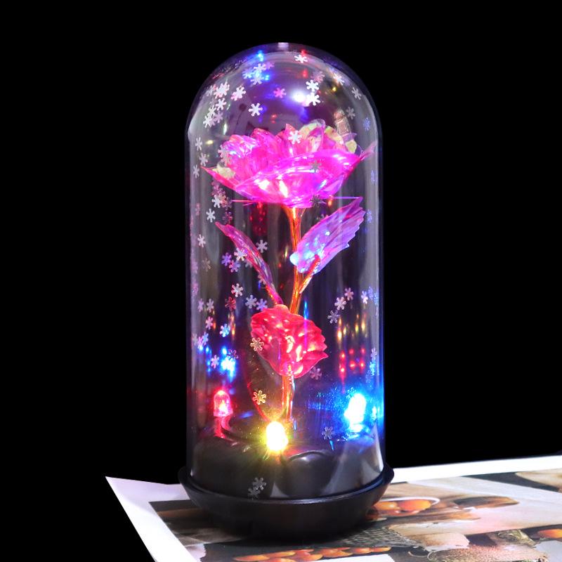Crystal Glass Rose: Luminous Preserved Flower Music Ornament for Valentine's Day