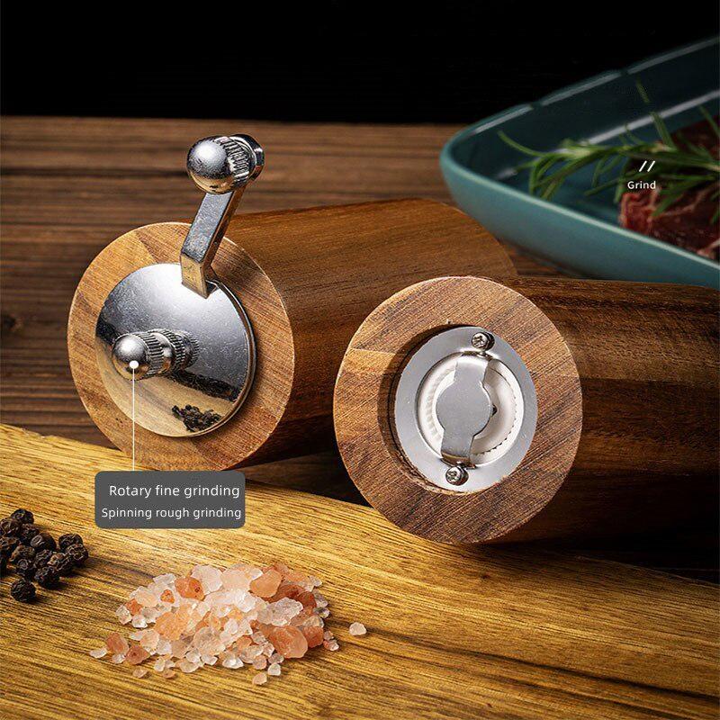 Hand Cranked Pepper Grinder Kitchen Manual Solid Wood Pepper Black Pepper Grinder Household Sea Salt Pepper Grinding Bottle Tool