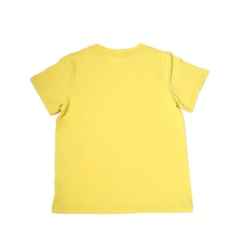 European Size Boys Round Neck Short Sleeved Shirt with Panda Cartoon Pattern