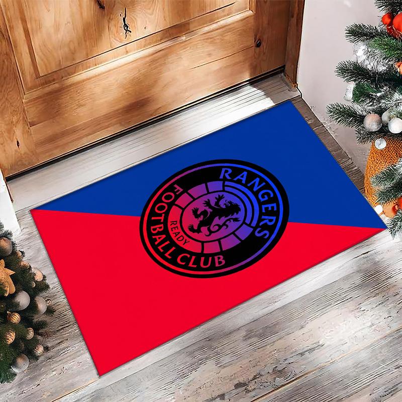 Rangers FC Soccer Football Pattern Soft Area Rug Non Slip Indoor Floor Carpet Sports Decor Mat for Bedroom
