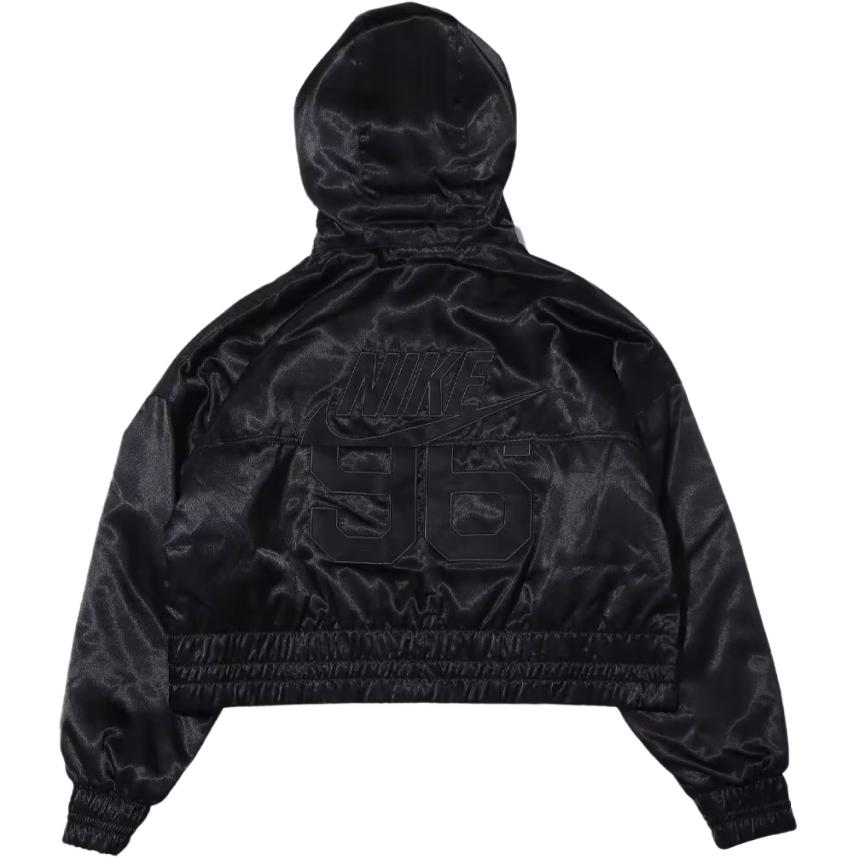 Nike Jacke mit Kapuze und langen Ärmeln mit gedrucktem Buchstaben für Damen, Schwarz DV8083-010