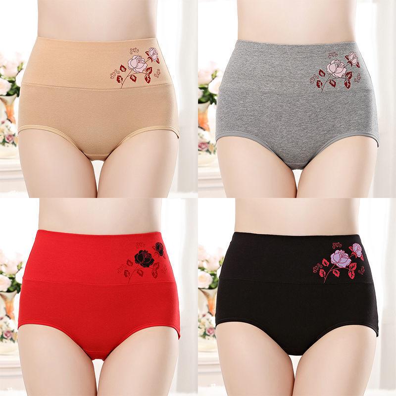 4 Teile/los Plus Größe Unterwäsche Frau Hohe Taille frauen Höschen Hohe Aufstieg Reine Baumwolle Kurze Atmungsaktive Panty Unterhose für damen