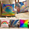 Warme bunte fröhliche Kunst RRegenbogen Kissenbezug Kissenhülle Milbenschutz Wohnzimmer Sofa Dekor Kissen Zimmer