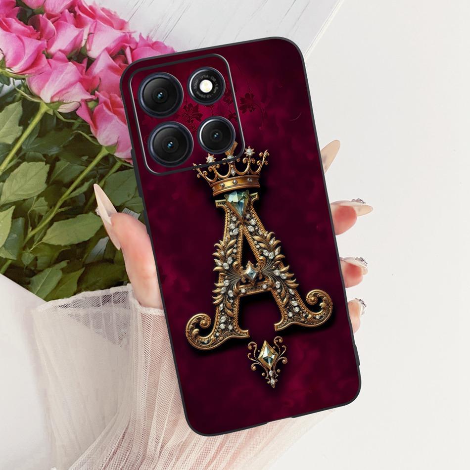 For Motorola Moto G86 Power Royal Crown Initial Letter Phone Case For Motorola Moto G86 G86Power Black Silicon Soft Bumpers