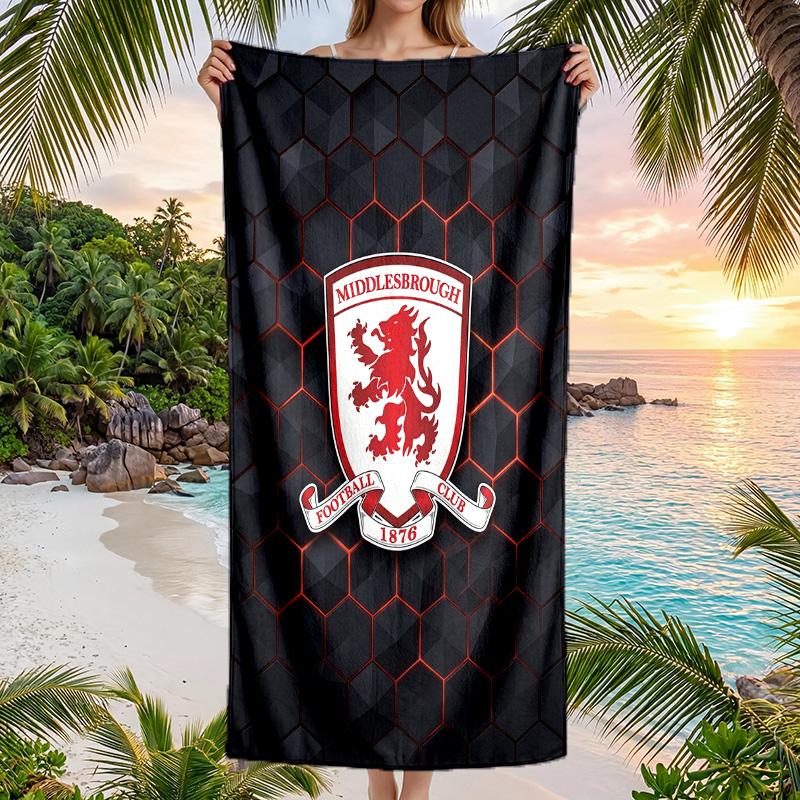 Middlesbrough FC Print Quick Dry Beach Towel Microfiber Absorbent Portable Travel Swimming Towel