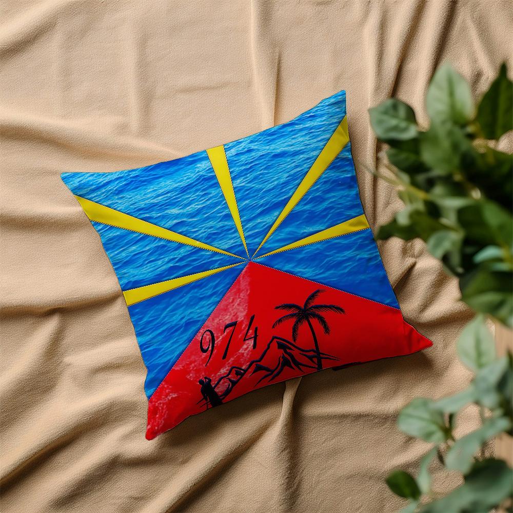 974 R-Reunion I-Island Cushion Cover Home Bedding Sofa Living Room Pillowcase Simple Soft Skin Cushion Cover Party Gift