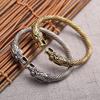 Copper Dragon Head Cuff Bangle Male Female Animal Adjustable Size Hand Arm Jewelry Gold Vintage Silver