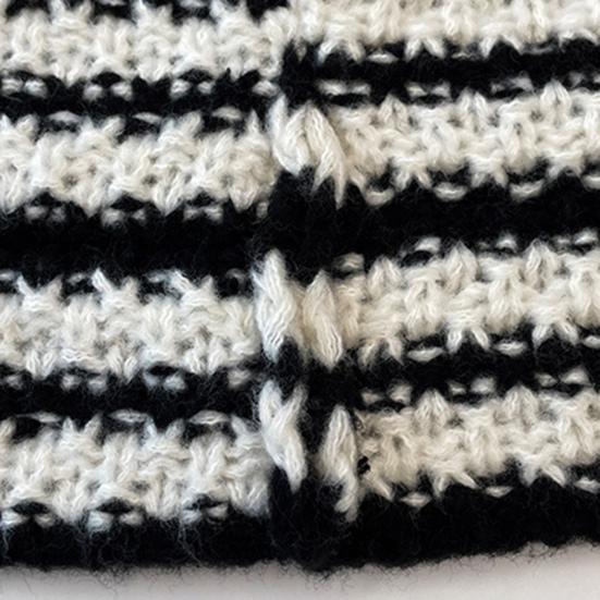 Winter Ladies Hat Kitty Head Contrast Color Striped Star Fur Ball Decor Demon Cap Windproof Elastic Anti-slip Warm Headwear
