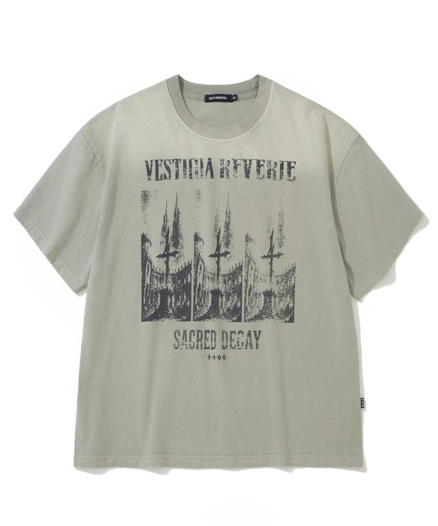 NOT4NERD Triple Sanctuary Bleach Washed Loose Cropped T-Shirts - Beige