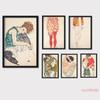 Egon Schiele Body Color Delineation Sketch Figure Poster Home Decor Art Canvas Painting Modular Wall Pictures For Living Room