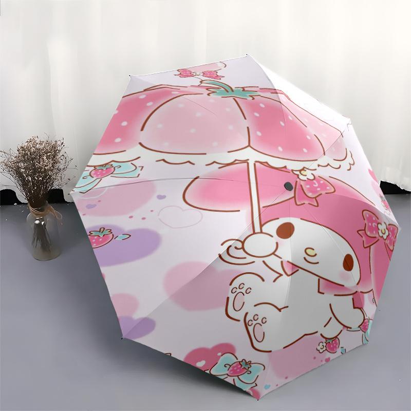 Strawberry My Melody Automatic Opening and Closing Cartoon Umbrella - Lightweight 3-Fold Design, Suitable for Fans, Travel, Daily Use - Official Produ